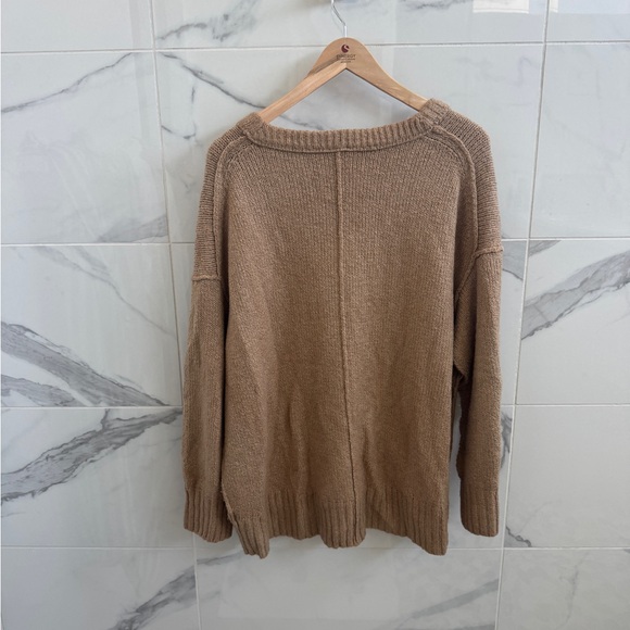 Free People Brookside oversized sweater in desert camel brown - size small - Picture 3 of 13